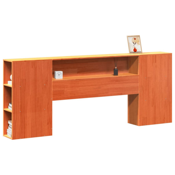 Cabecero de cama almacenaje madera maciza pino marrón 180 cm M 2