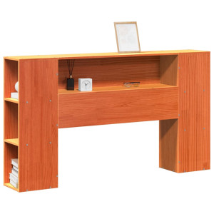 Cabecero de cama almacenaje madera maciza pino marrón 135 cm H