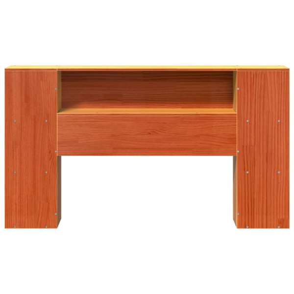 Cabecero de cama almacenaje madera maciza pino marrón 135 cm M 4