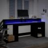 Escritorio con luz LED madera ingeniería negro 200x55x91 cm 5
