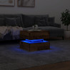 Mesa de centro com luzes LED 50x50x40 cm madeira velha 5