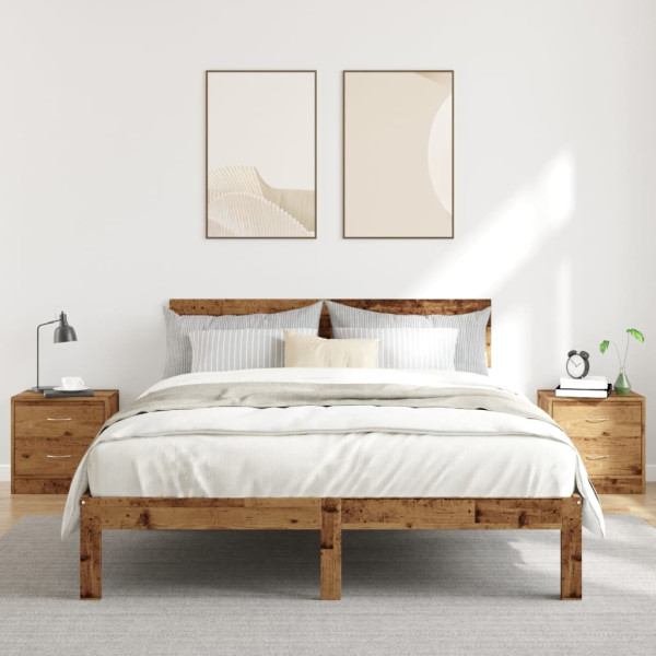 Mesitas de noche 2 uds madera ingeniería envejecida 40x30x40 cm M 3