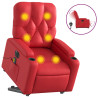 Sillón de majaje elevable eléctrico cuero artificial rojo 4