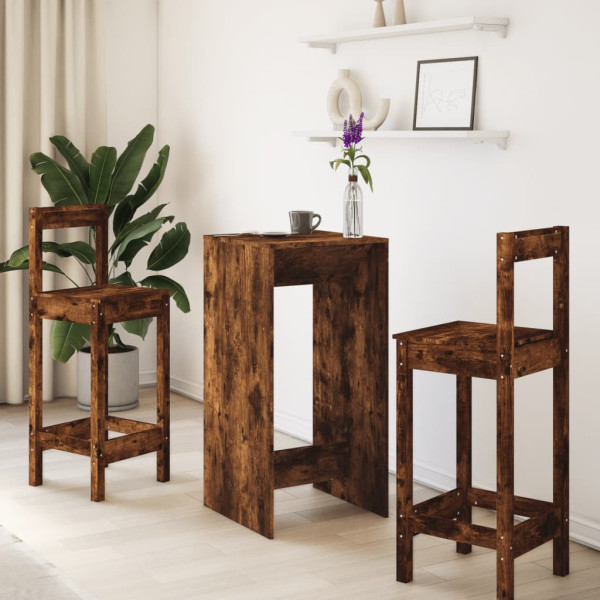 Mesa alta de bar madera ingeniería roble ahumado 51x50x103.5 cm M 3