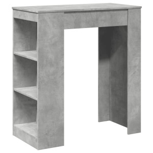 Mesa alta bar con estantes madera gris hormigón 95x47x103.5 cm H