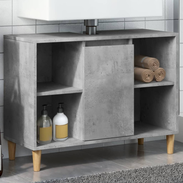 Mueble de baño madera de ingeniería gris hormigón 80x33x60 cm D