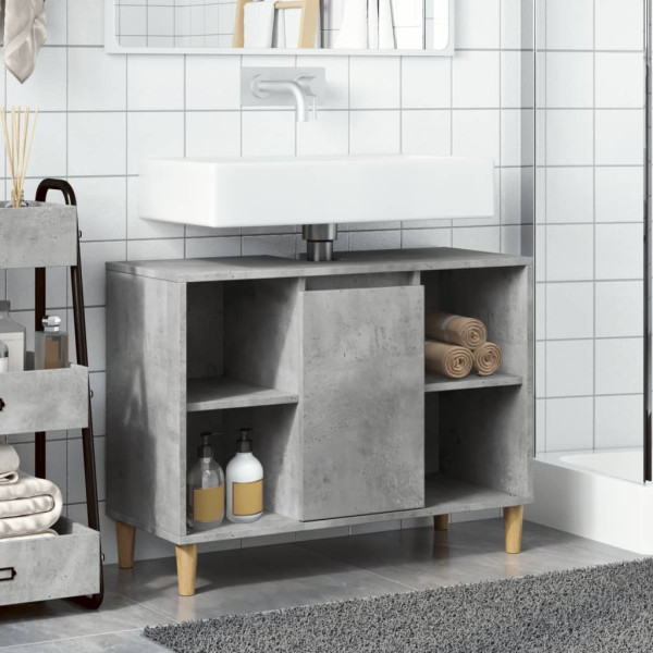 Mueble de baño madera de ingeniería gris hormigón 80x33x60 cm M 3
