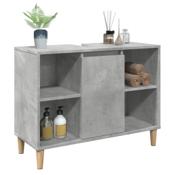 Mueble de baño madera de ingeniería gris hormigón 80x33x60 cm M 4