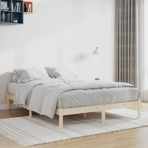 Estructura de cama sin colchón madera maciza de pino 152x203 cm D