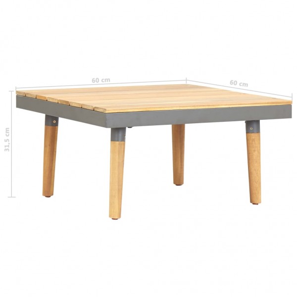 Mesa de centro de jardín madera maciza de acacia 60x60x31.5 cm M 5