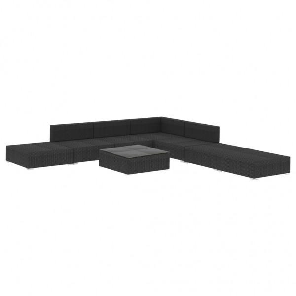 Set muebles de jardín 8 piezas y cojines ratán sintético negro M 3
