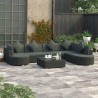 8 pcs conjunto lounge de jardim c/ almofadões vime PE preto 1
