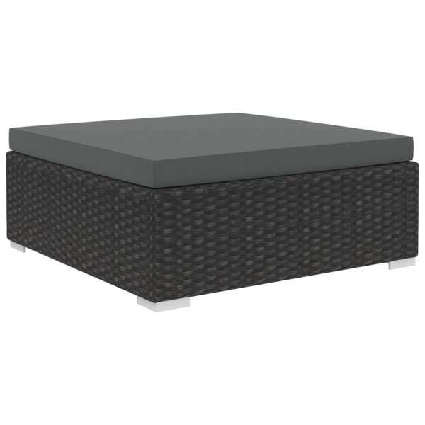 Set muebles de jardín y cojines 8 piezas ratán sintético negro M 5