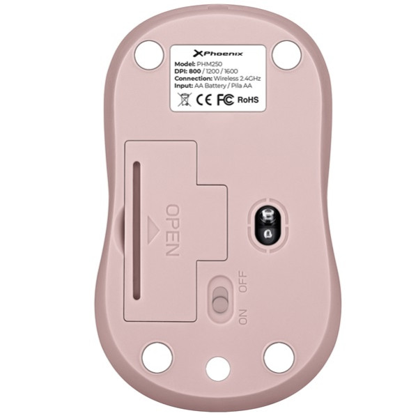 Phoenix m250 ratón inalámbrico 2.4 ghz receptor usb hasta 1600 dpi compatible con pc mac portátil color rosa M 4