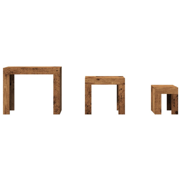 Mesas de centro apilables 3 uds madera de ingeniería envejecida M 4