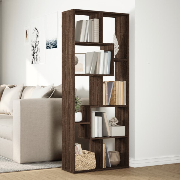 Librería divisora madera ingeniería marrón roble 67x25x161.5 cm M 4
