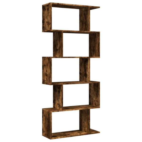 Librería divisora 5 niveles madera roble ahumado 70x24x161 cm M 2