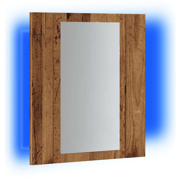 Armario de baño con espejo LED madera envejecida 40x12x45 cm M 3