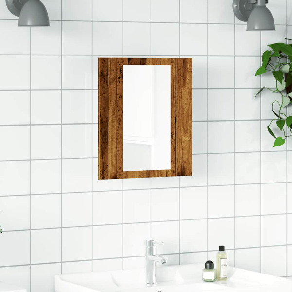 Armario de baño con espejo LED madera envejecida 40x12x45 cm M 4
