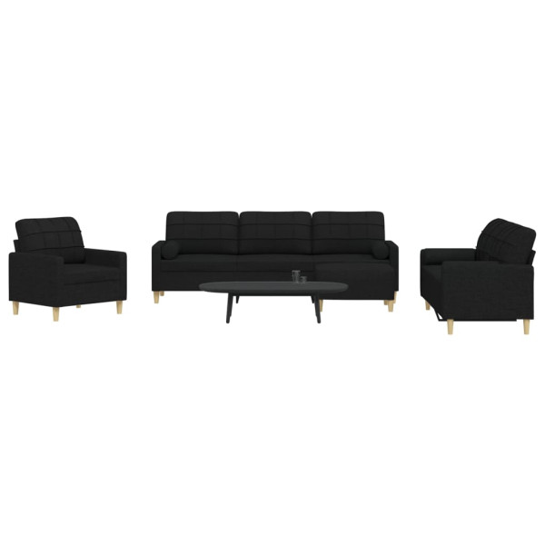 4 pcs conjunto de sofás c/ almofadas/apoio pés tecido preto D