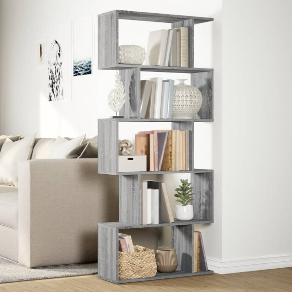 Librería divisora 5 niveles madera gris Sonoma 70x24x161 cm M 4