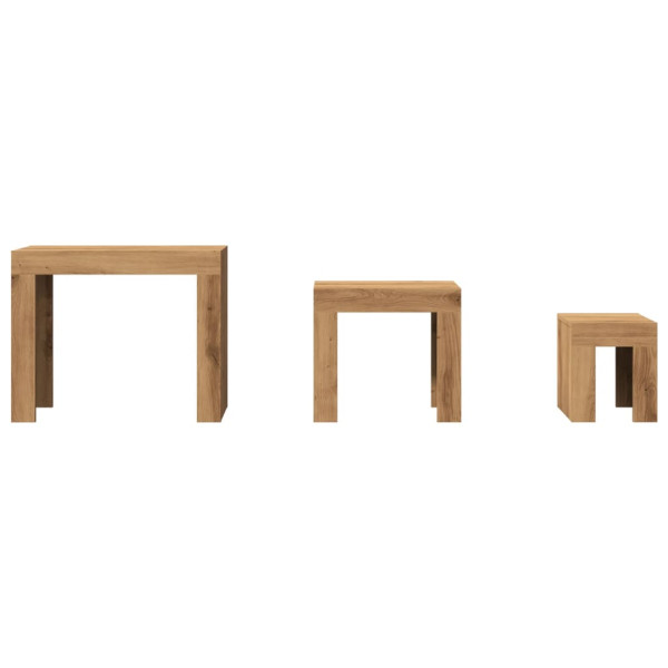 Mesas de centro apilables 3 uds madera ingeniería roble artisan M 4