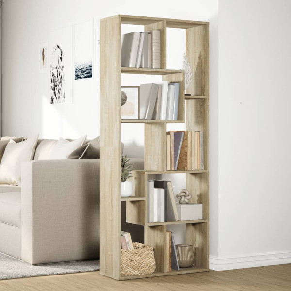 Librería divisora madera ingeniería roble Sonoma 67x25x161.5 cm M 4
