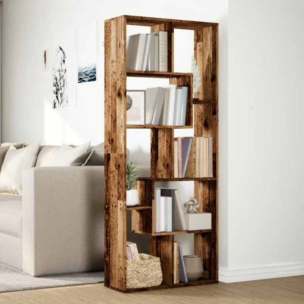 Librería divisora madera ingeniería envejecida 67x25x161.5 cm M 4