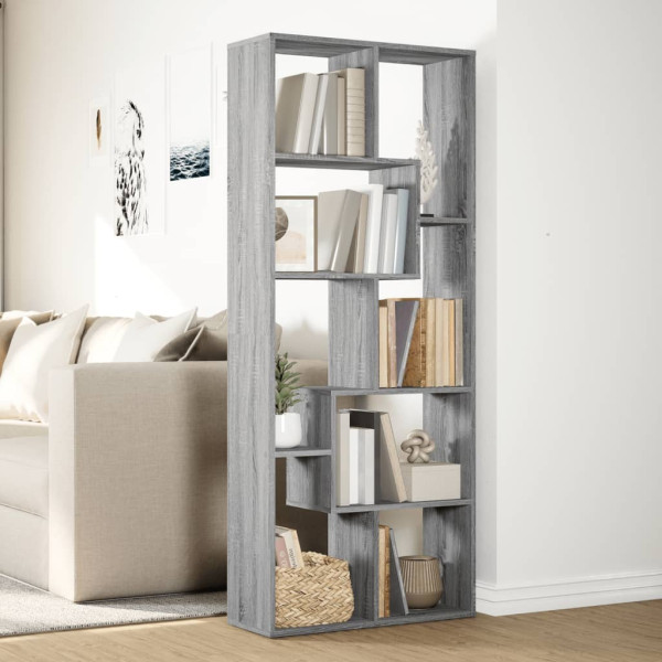 Librería divisora madera ingeniería gris Sonoma 67x25x161.5 cm M 4