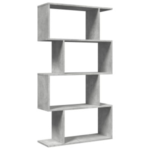 Librería divisora 4 niveles madera gris hormigón 70x24x129 cm H