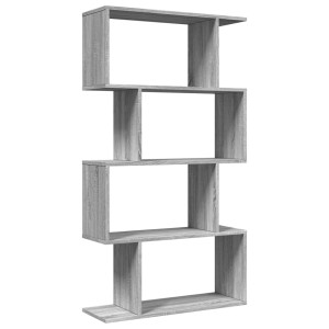 Librería divisora 4 niveles madera gris Sonoma 70x24x129 cm H