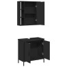 2 pcs conjunto móveis casa de banho derivados de madeira preto 5