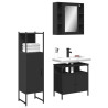 Set de muebles de baño 3 piezas madera contrachapada negro 1