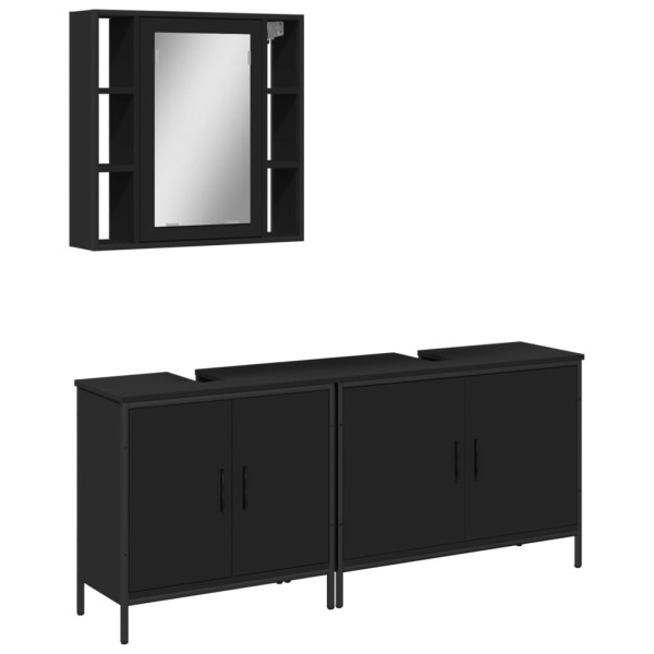 Set de muebles de baño 3 piezas madera contrachapada negro M 2