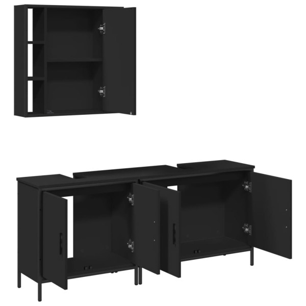 Set de muebles de baño 3 piezas madera contrachapada negro M 5