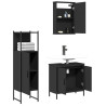 Juego de muebles de baño 3 pzas madera contrachapada negro 4