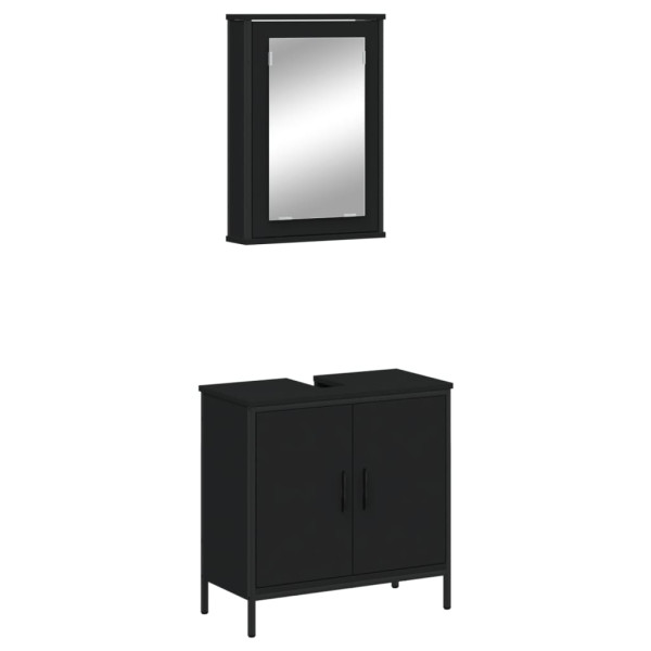 Juego de muebles de baño 2 pzas madera contrachapada negro M 2