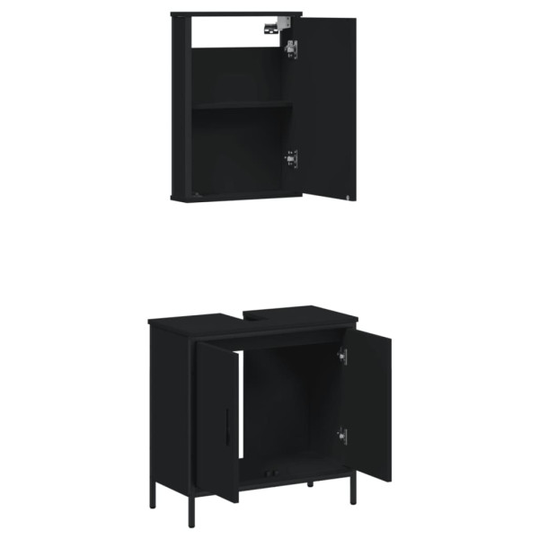 Juego de muebles de baño 2 pzas madera contrachapada negro M 5