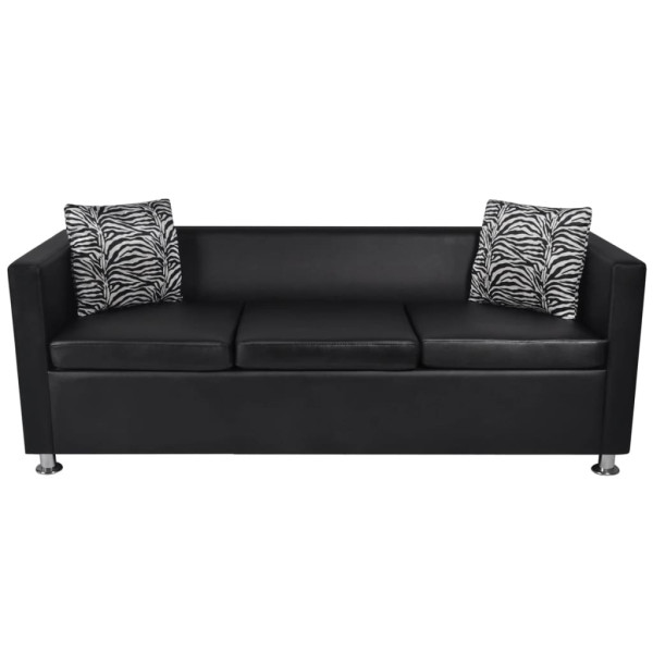 Conjunto de sofás de 2 y 3 plazas y sillón de cuero artificial negro M 5