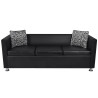 Conjunto de sofás de 2 y 3 plazas y sillón de cuero artificial negro 5