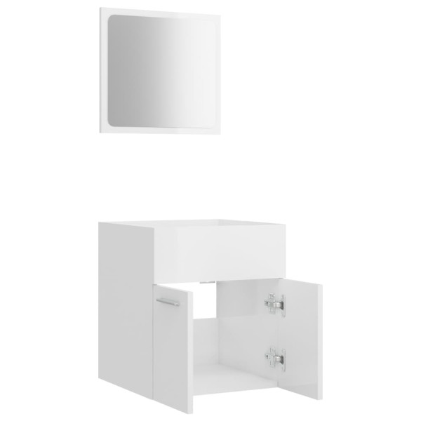 Set muebles de baño 2 piezas madera contrachapada blanco brillo M 5