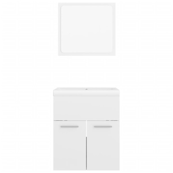 Conj. de móveis de casa de banho contraplacado branco brilhante M 5