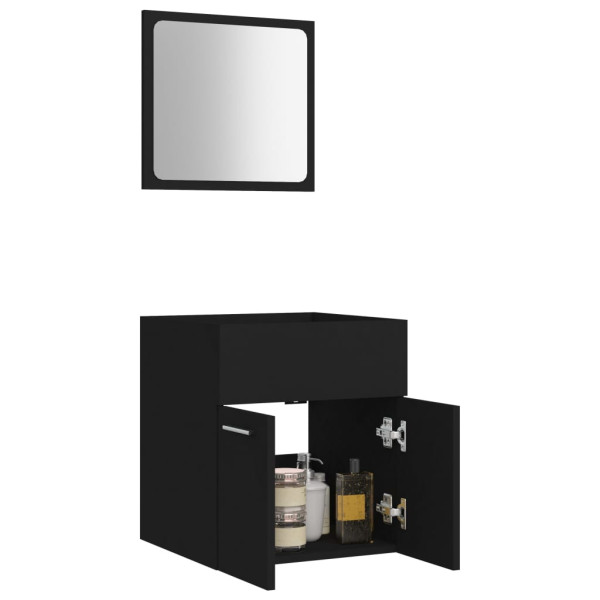 Conjunto de muebles de baño 2 pzas madera contrachapada negro M 4