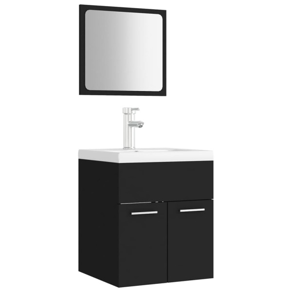 Juego de muebles de baño madera de ingeniería negro M 2