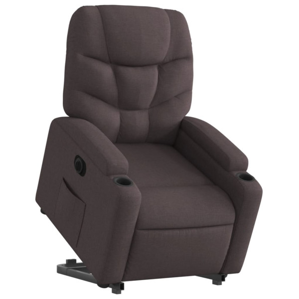Sillón eléctrico reclinable elevable de tela marrón oscuro M 3