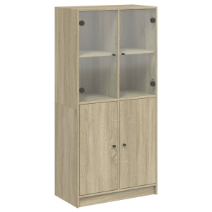 Aparador alto con puertas madera roble Sonoma 68x37x142 cm H