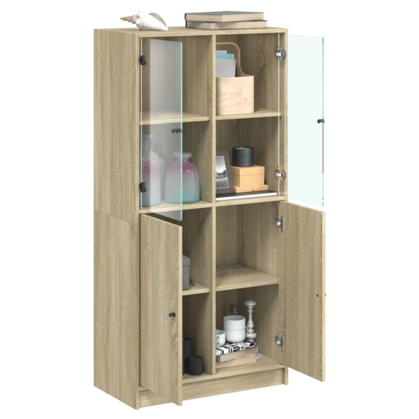 Aparador alto con puertas madera roble Sonoma 68x37x142 cm M 4