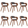 Cadeiras de jantar 6 pcs tecido/madeira curvada cinzento-escuro 2