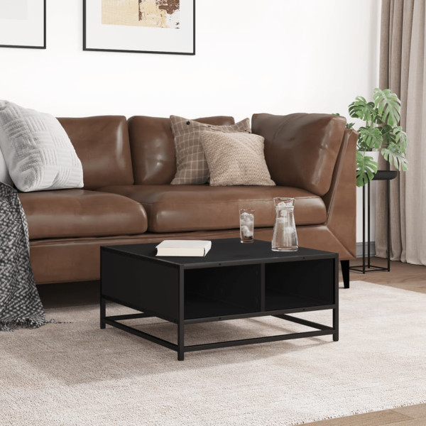 Mesa de centro madera ingeniería y metal negro 60.5x60.5x30 cm M 3