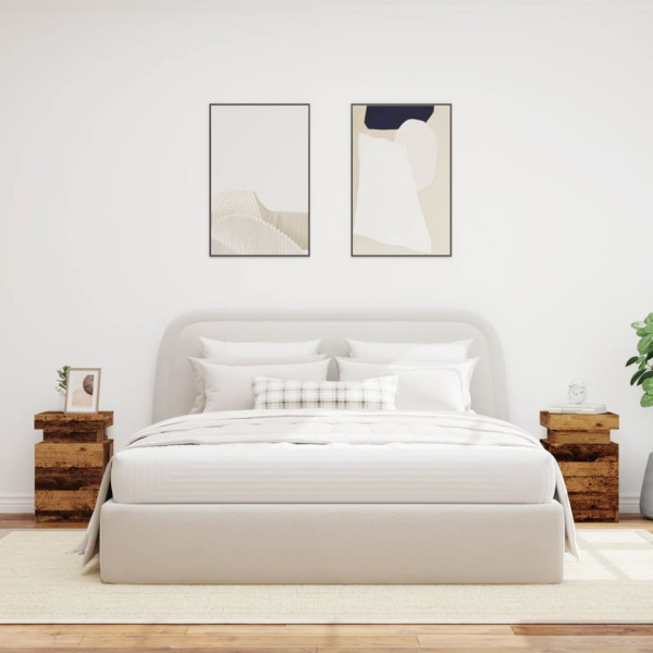 Mesitas de noche con LED 2 uds madera envejecida 35x39x55 cm M 4